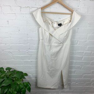 Bardot Caps Sleeve Wrap Midi Dress White Size L